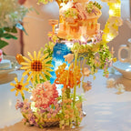 Romantic Waterfall Orchard Villa Micro Building Blocks With Light