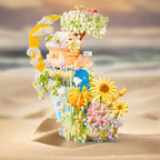 Romantic Waterfall Orchard Villa Micro Building Blocks With Light