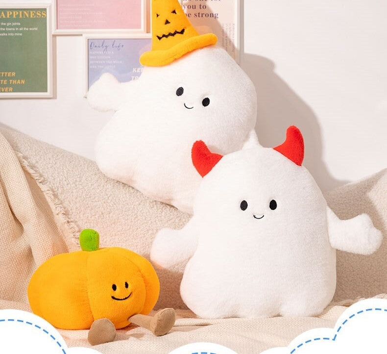 Smiling Halloween Pumpkin Ghost Plush