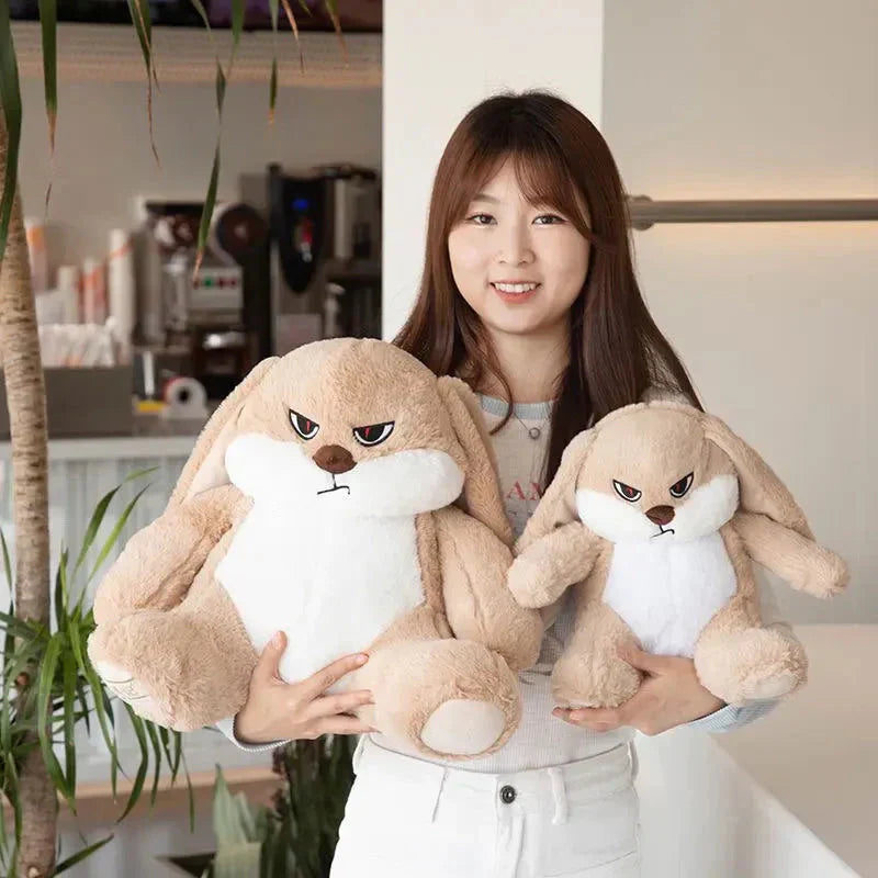 Spike the Angry Beige Fluffy Bunny Plushie