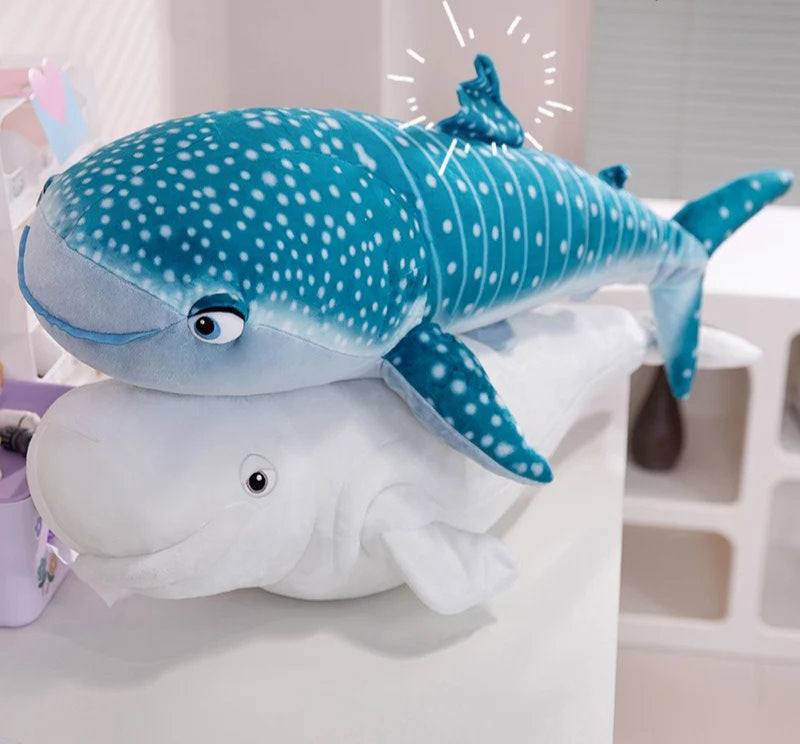 White Beluga Blue Whale Shark 75cm Plushies