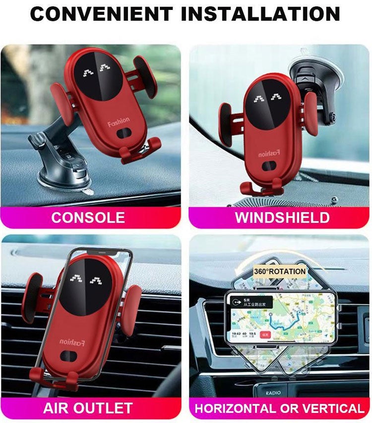 Intelligent wireless car sensor phone holder charger