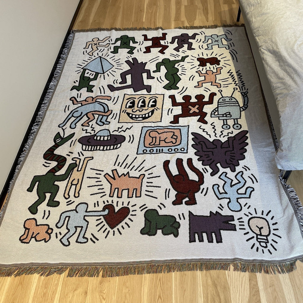 Keith Haring Puzzle Throw Blanket with Jacquard Pattern