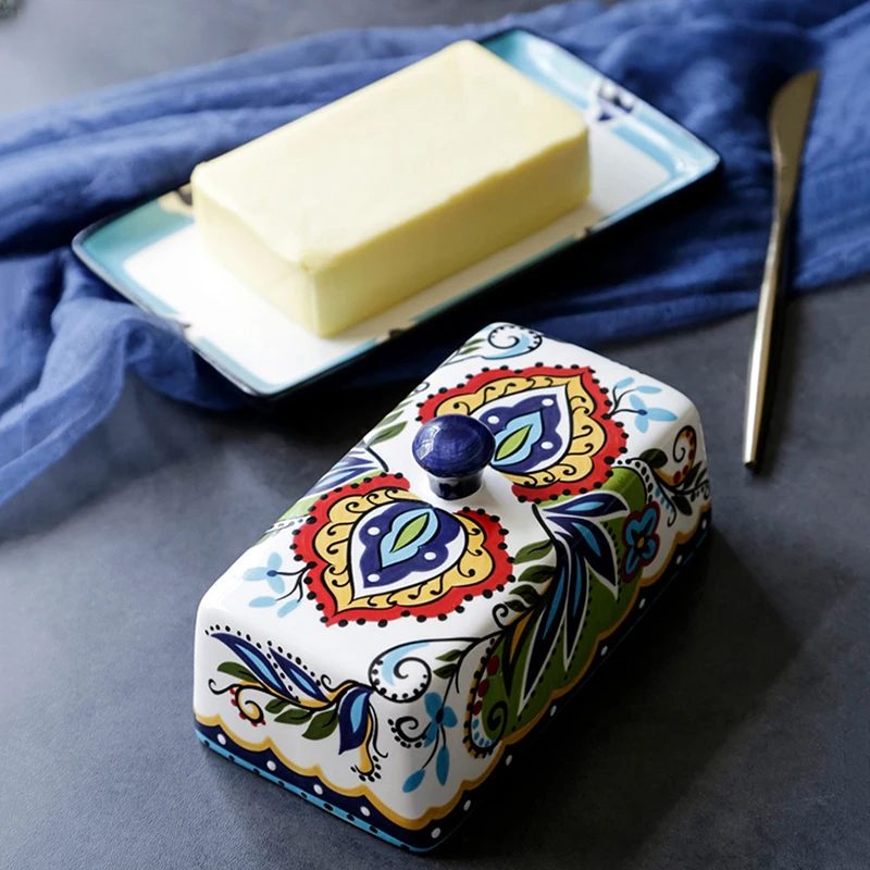 Hand-painted Butter Box in Tuscan Style - TuscanCharm
