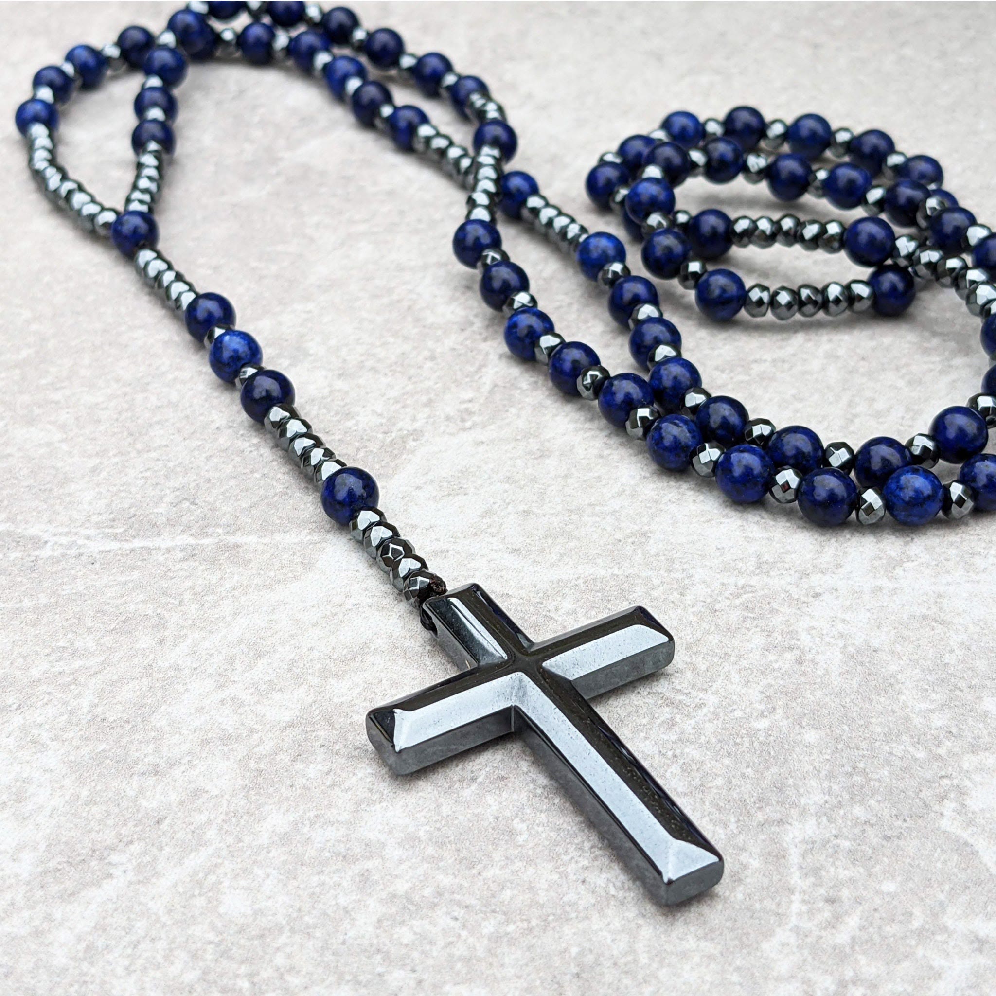 Orion Spiritual Necklace with Tiger Eye & Lapis Lazuli – Men's Rosary