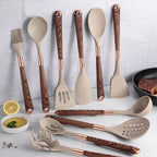 Kitchen tools made of Food-Safe Silicone with Wooden Handle - KitchenElegance