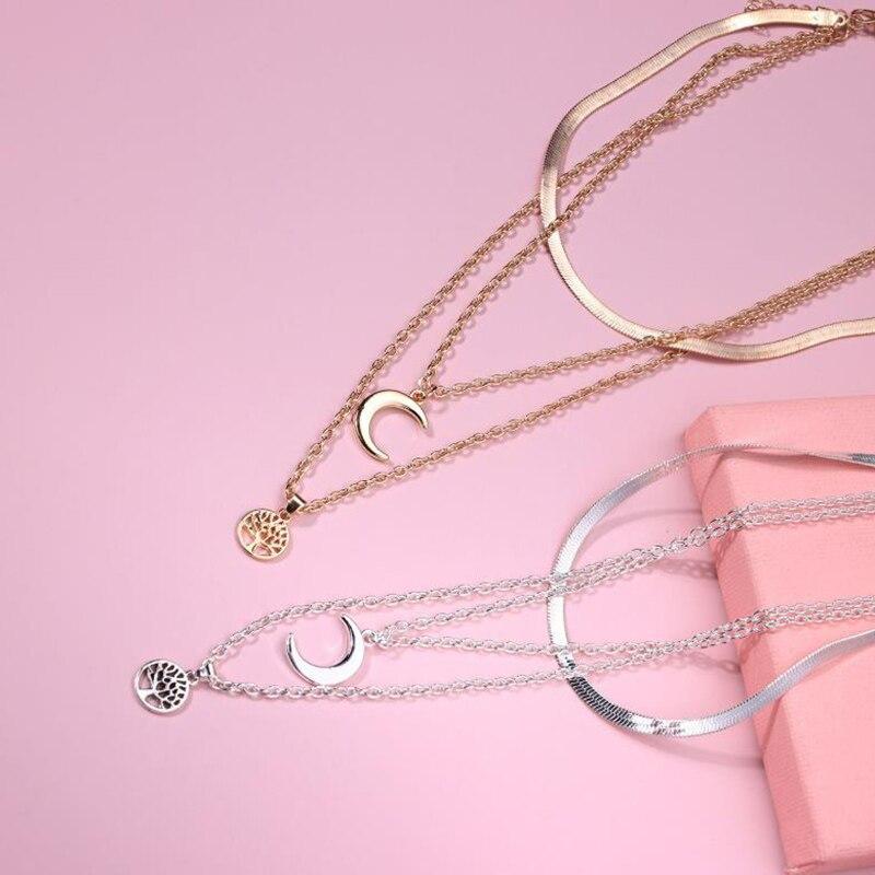 Selestina Tree of Life & Half Moon Luxury Multilayer Necklace