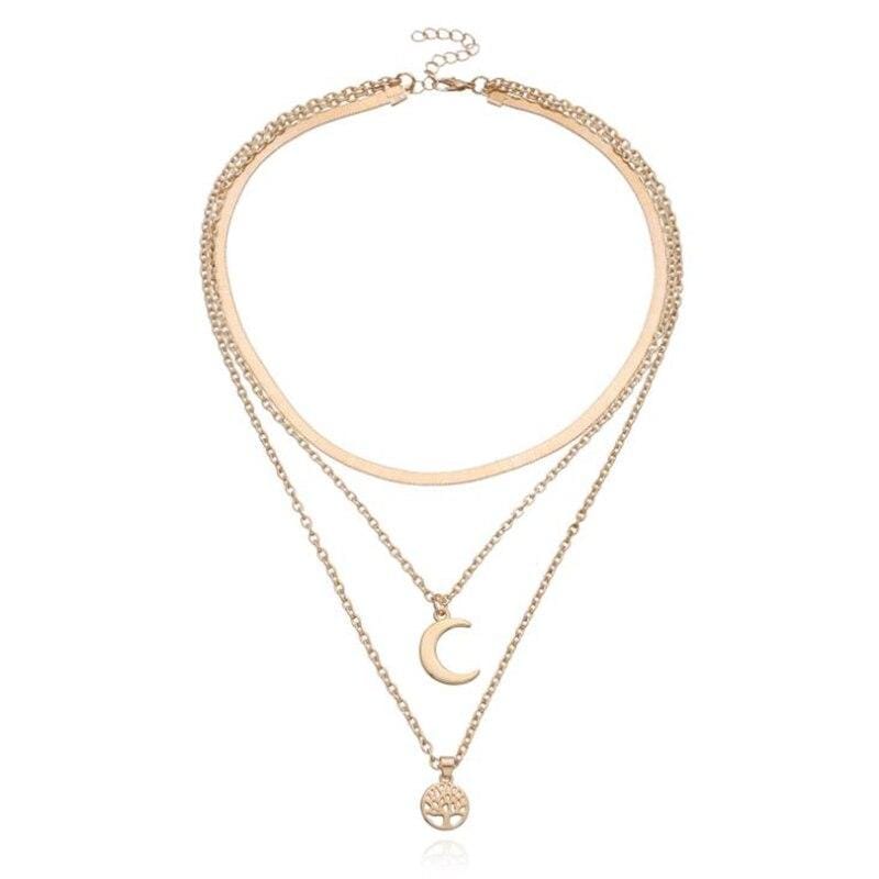 Selestina Tree of Life & Half Moon Luxury Multilayer Necklace