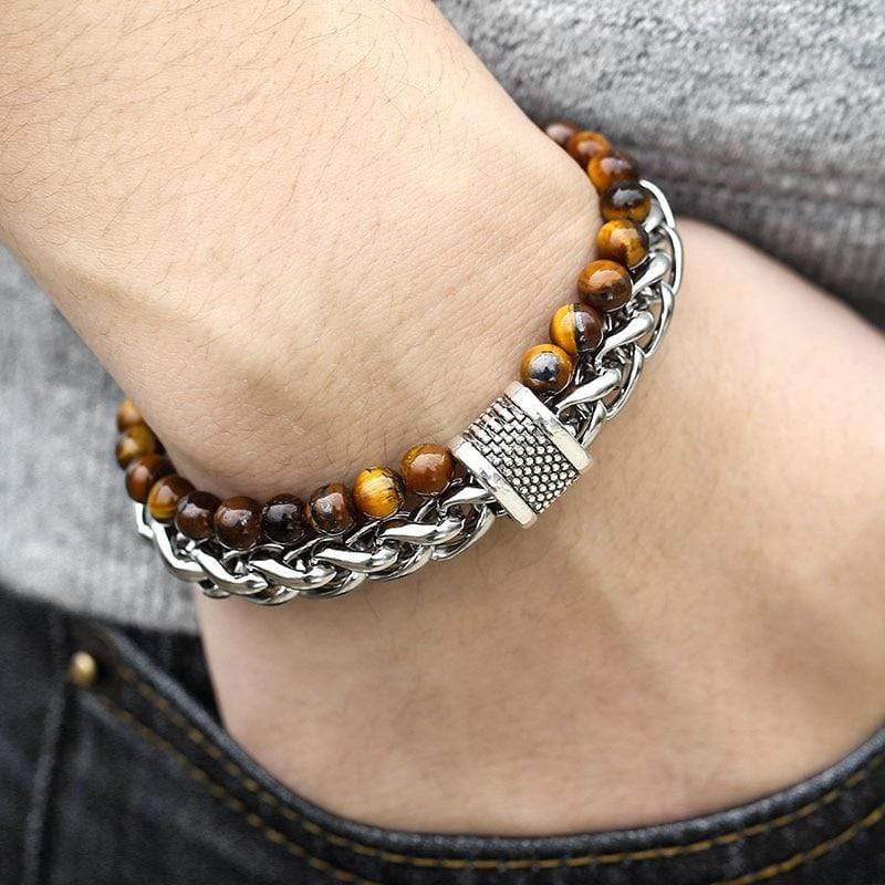 Tiger Eye Beaded Bracelet for Men "The Warrior" - Asher