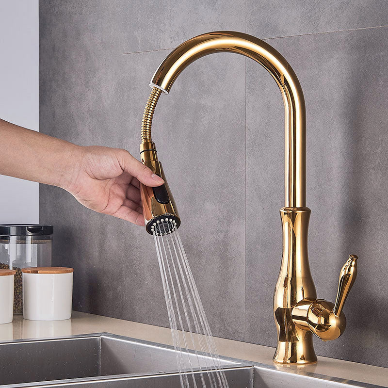 Brass Kitchen Faucet Pull Out Mixer Sink Water Tap 360 Rotation Single Handle