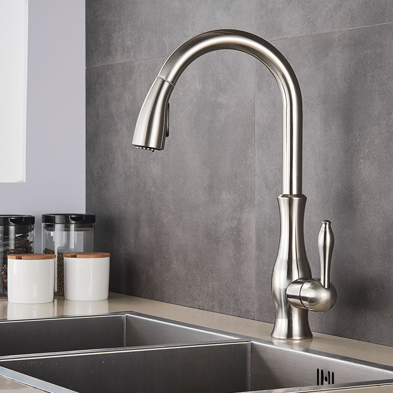 Brass Kitchen Faucet Pull Out Mixer Sink Water Tap 360 Rotation Single Handle