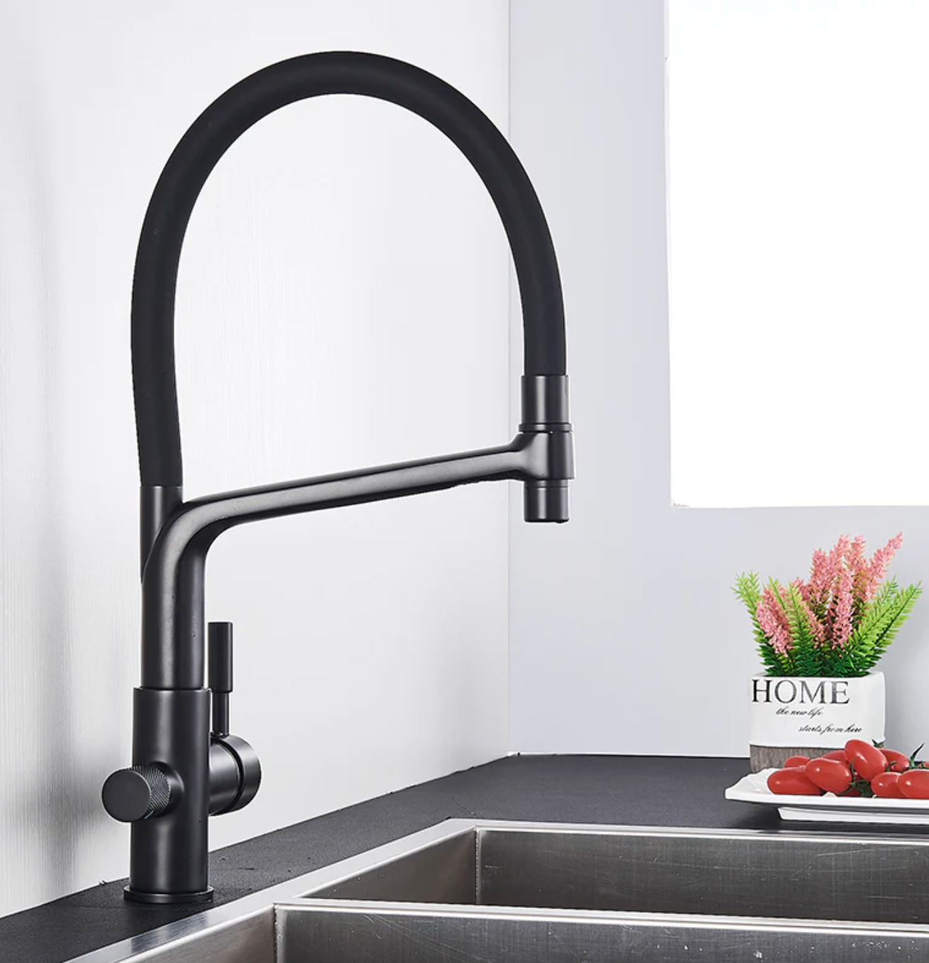Kitchen Tap with Dual Spout & Water Filtration – PureFlow Duo