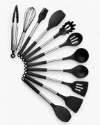KITCHENORA – Complete Utensil Set with Silicone Heads & Wood-Style Handles