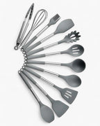 KITCHENORA – Complete Utensil Set with Silicone Heads & Wood-Style Handles