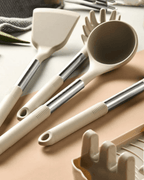 KITCHENORA – Complete Utensil Set with Silicone Heads & Wood-Style Handles
