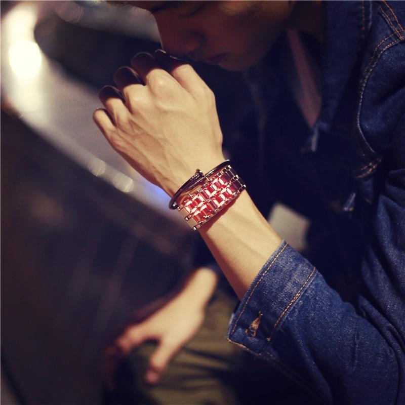 IcoolGadgets Korean Style men women digital wristwatches creative LED light electronic male female clock fashion casual couple bracelet watch