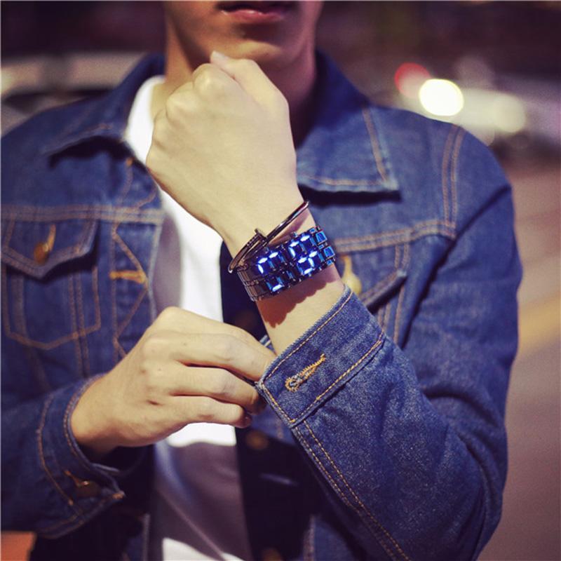 IcoolGadgets Korean Style men women digital wristwatches creative LED light electronic male female clock fashion casual couple bracelet watch