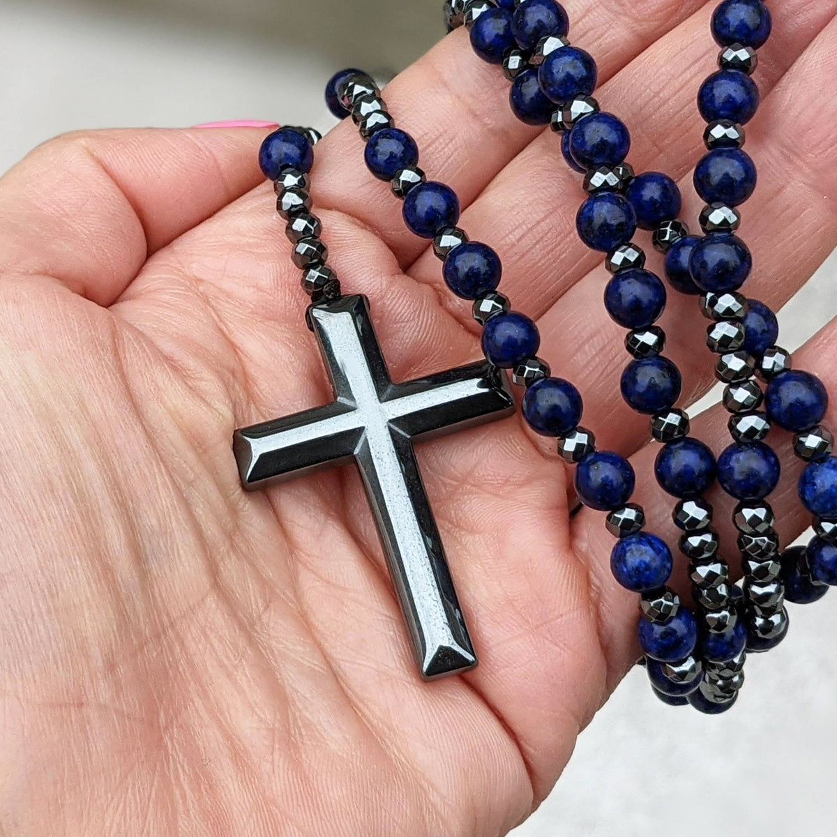 Orion Spiritual Necklace with Tiger Eye & Lapis Lazuli – Men's Rosary