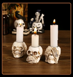 GothicGlow 3pc Halloween Skull Candle Holder Set