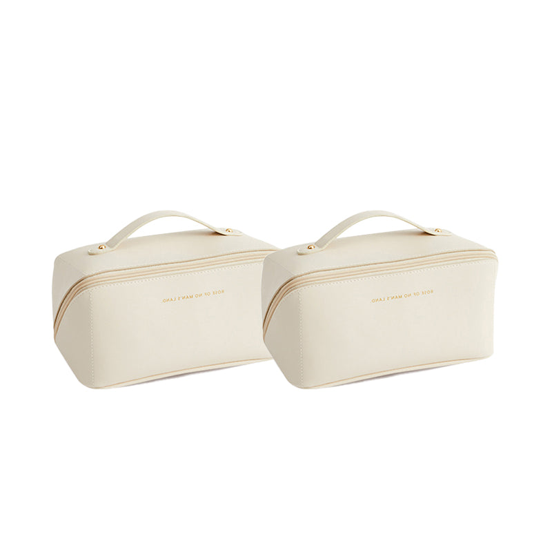 Large Travel Cosmetic Bag with Double-Layer Design