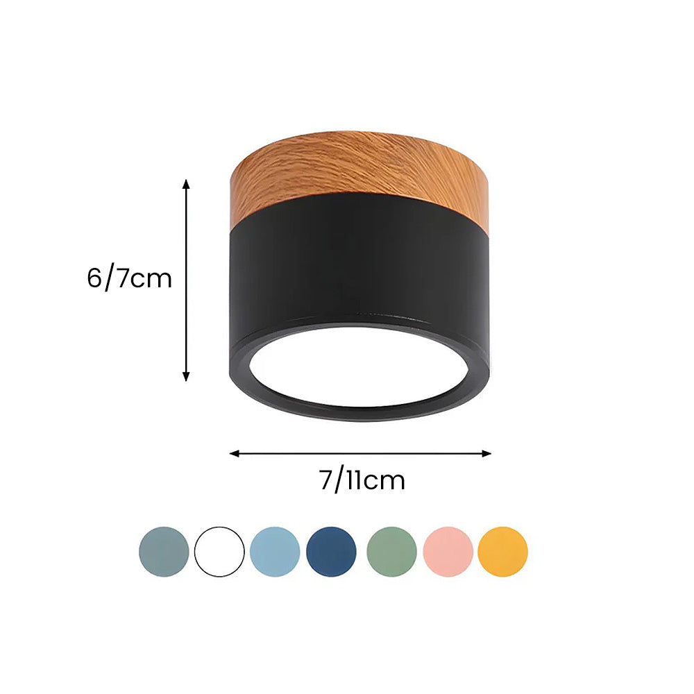 Ceiling Light with Pink Flush Wood Finish
