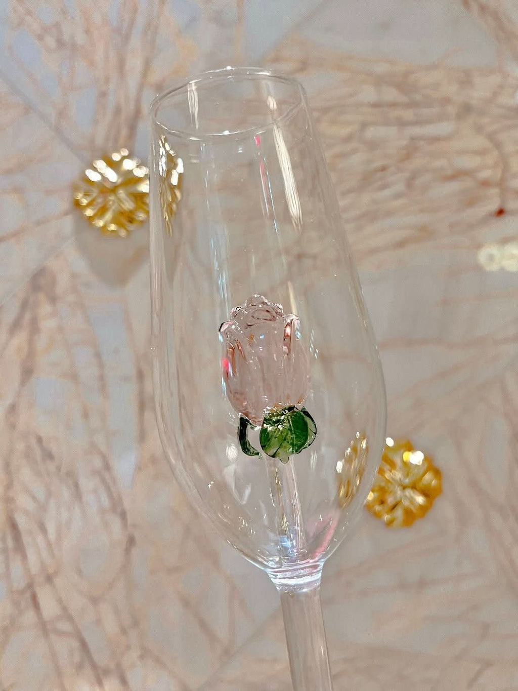 La Vie En Rose | Champagne Glass - Handmade