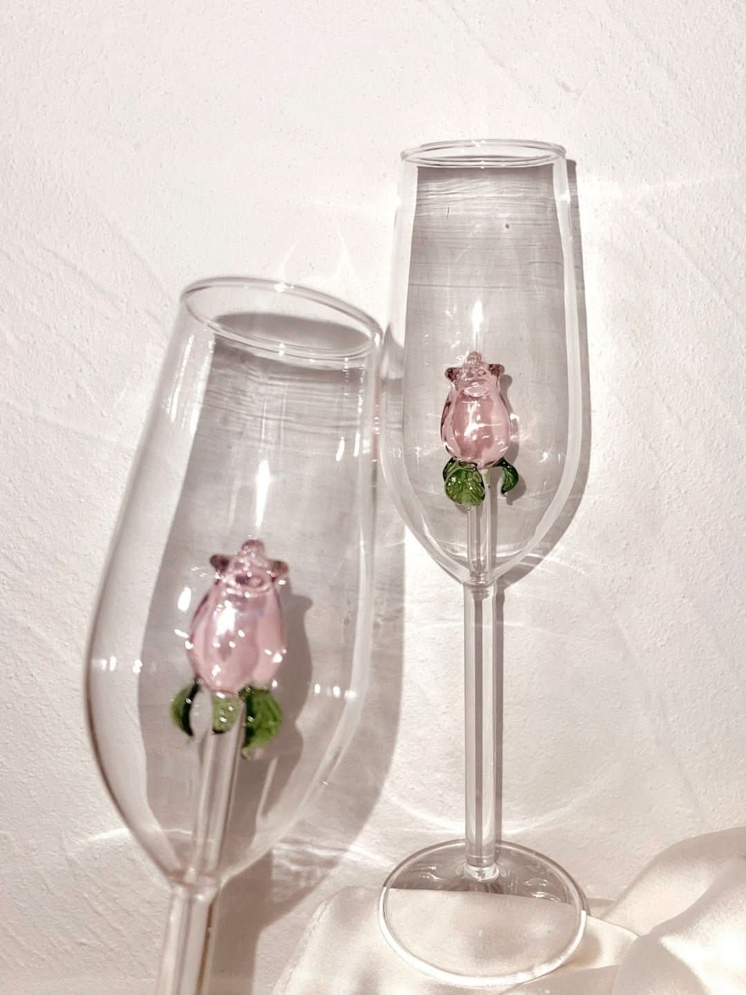 La Vie En Rose | Champagne Glass - Handmade