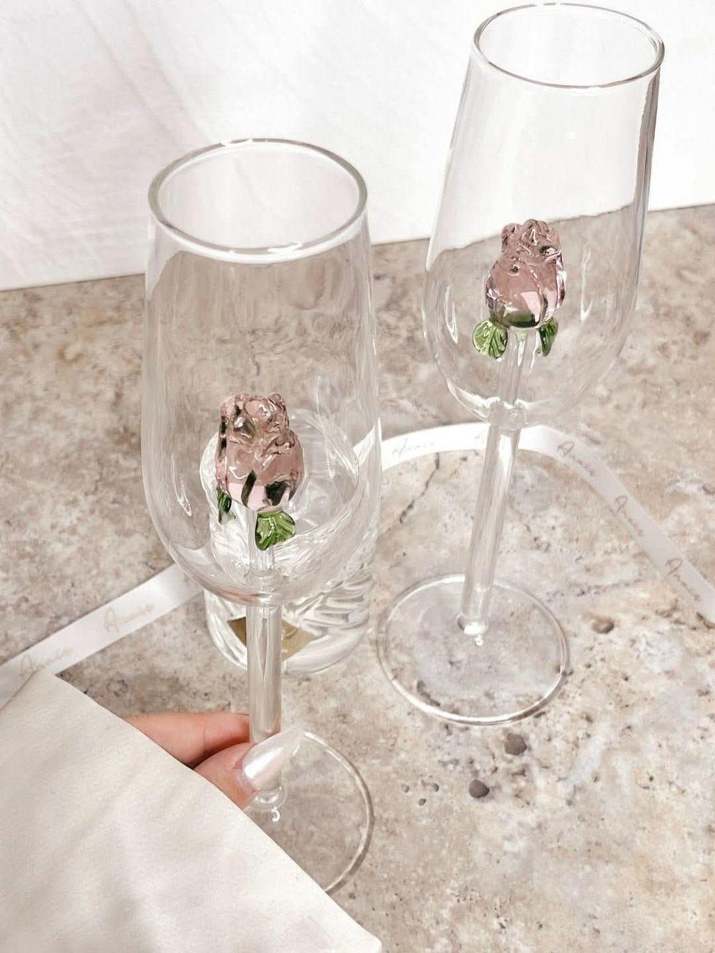 La Vie En Rose | Champagne Glass - Handmade