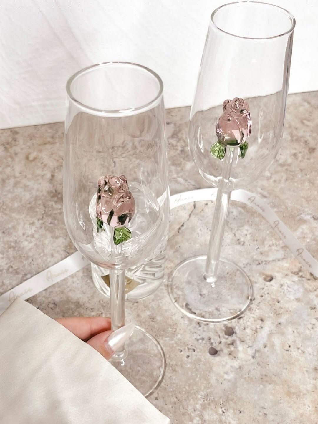 La Vie En Rose | Champagne Glass - Handmade