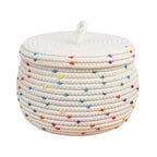 Large storage basket made of cotton rope with lid