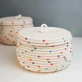 Large storage basket made of cotton rope with lid