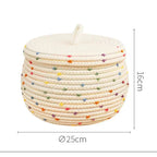 Large storage basket made of cotton rope with lid