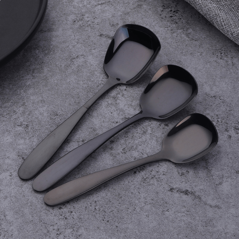 Lepeluxe – 3-piece Stainless Steel Serving Spoon Set with Flat Bottom