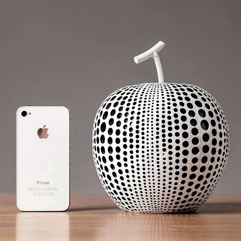 MonoApple Decorative Figurine – Black & White Polka Dot Apple