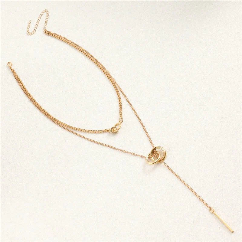 Layered Dual Circle Chain Necklace