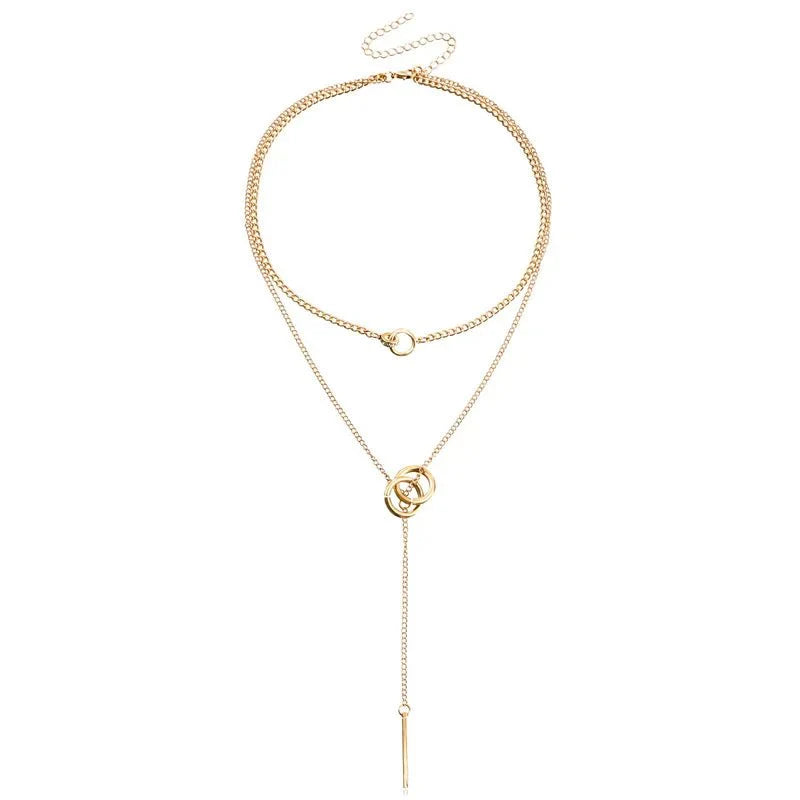 Layered Dual Circle Chain Necklace