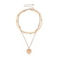 Layered Floral Pendant Herringbone & Dainty Necklaces Stack