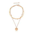 Layered Floral Pendant Herringbone & Dainty Necklaces Stack