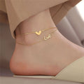 Layered Love Heart Golden Anklet