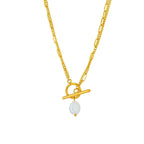 Layered Pearl Circle Clasp Necklace
