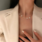 Layered Pearl Classy Choker Necklace