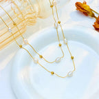 Layered Pearl Gold Beaded Necklace