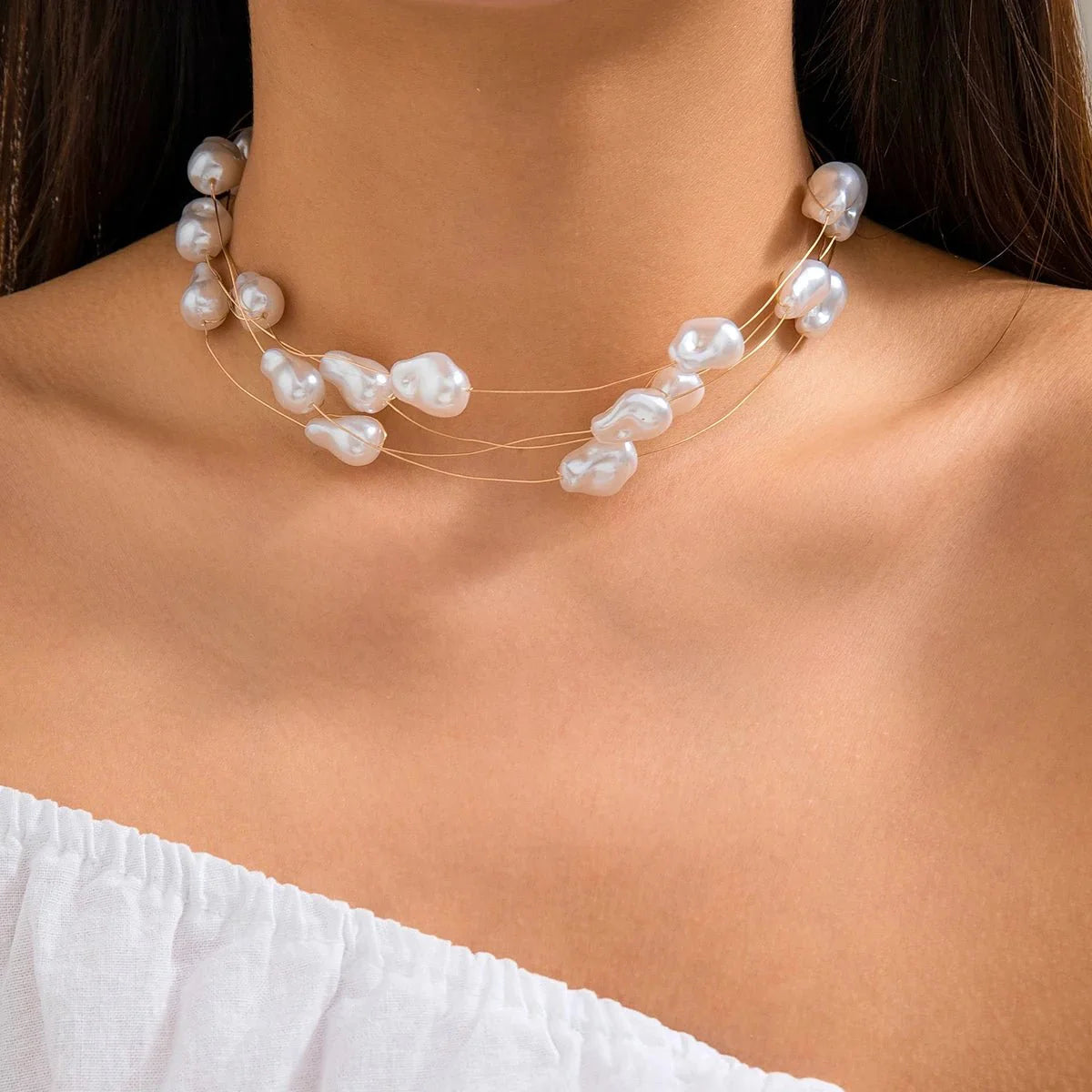 Layered Strung Pearls Bracelet and Necklace