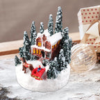 LED Christmas Village Miniature Set – Snowy Resin Houses for Festive Home Décor & Delightful Gifts for Kids & Friends