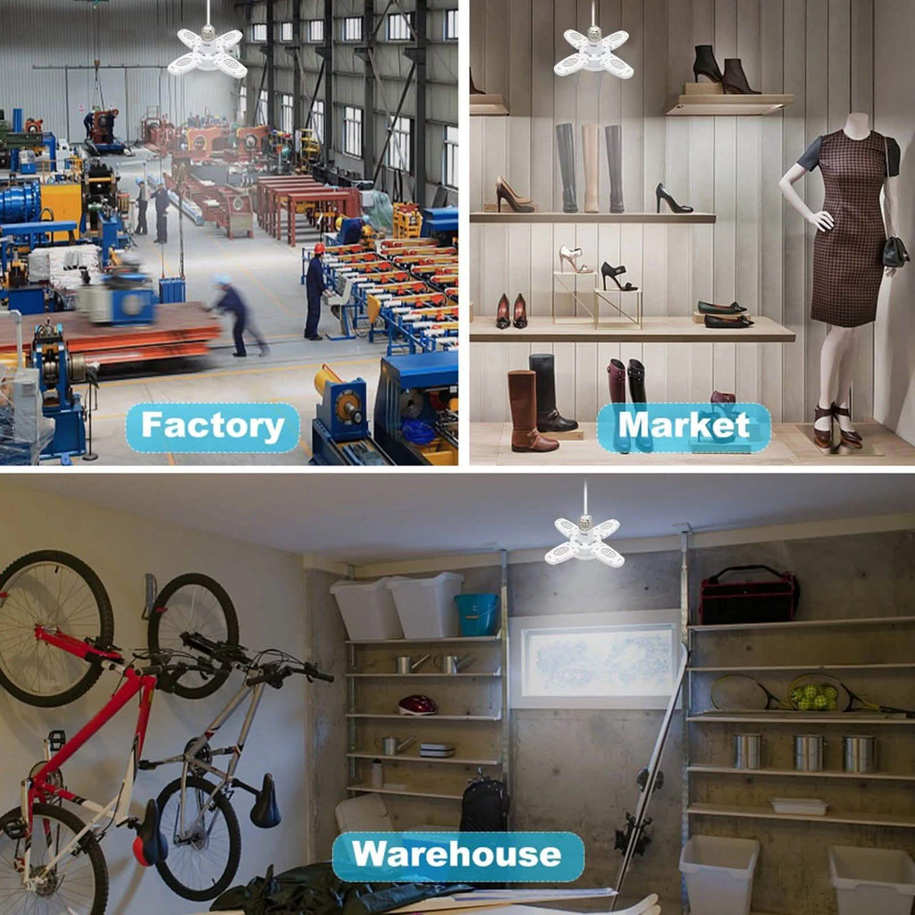 LED dimmable ceiling lights for the garage with 4 adjustable panels