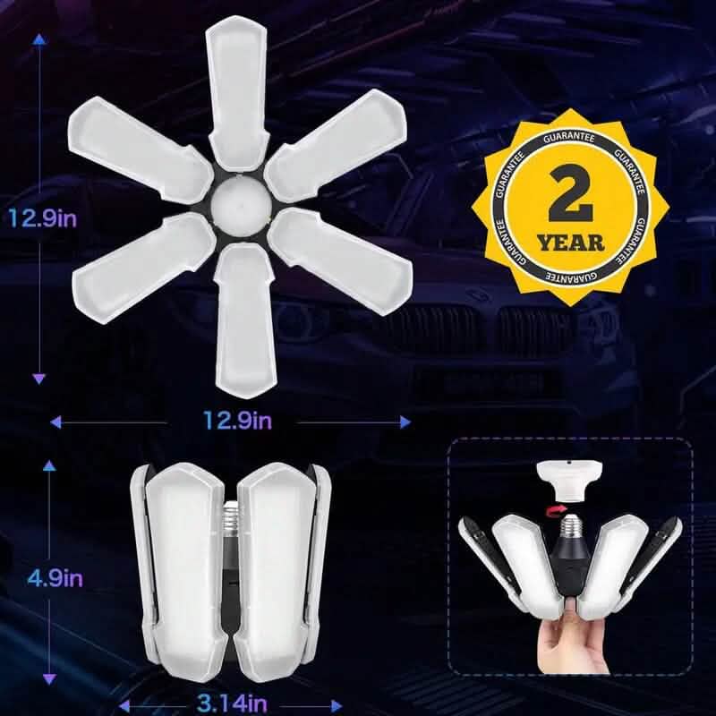 LED Garage Ceiling Lights 150W 15000LM 6500K with 6+1 deformable Panels