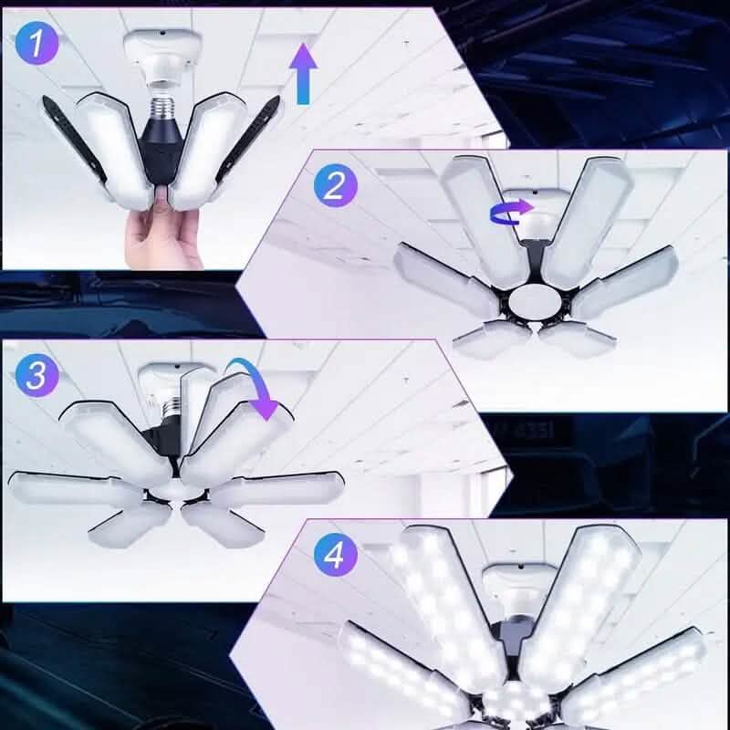 LED Garage Ceiling Lights 150W 15000LM 6500K with 6+1 deformable Panels