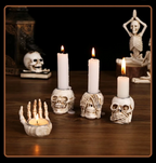 GothicGlow 3pc Halloween Skull Candle Holder Set