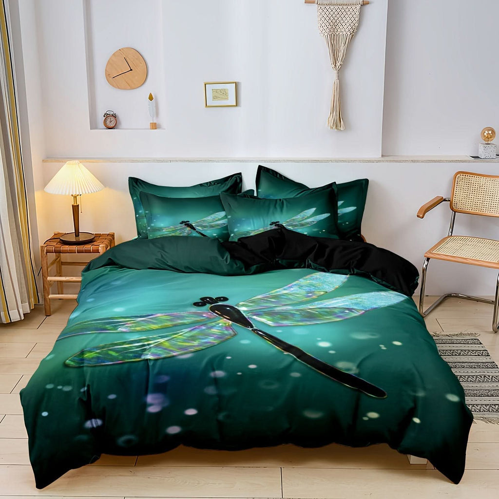 Luxury Cotton Satin Dragonfly Bedding Set