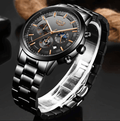 Military Black Steel Watch – Elegant Stainless Steel Men’s Wristwatch with Waterproof Design